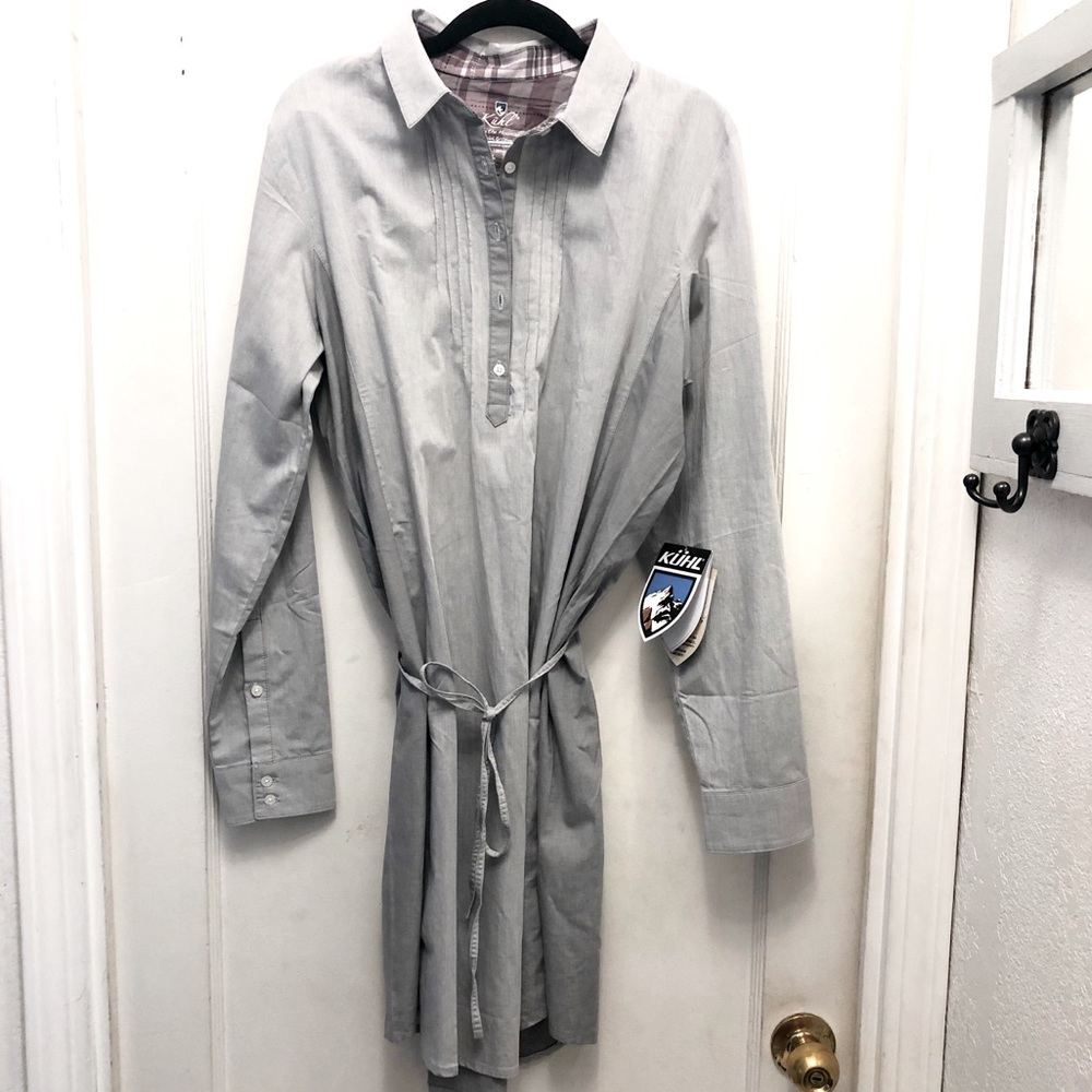Kuhl Kiley Dress. Color: Ash/Lunar Dust Size Large. Tie at Waist. UPF 50